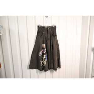 Bonjour Women's Vintage Black Full Skirt with Blue Ribbon Cow Graphic Size 8